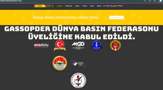 Derneğimizin Dünya Basın Federasyonu üyelik başvurusu Kabul Edildi